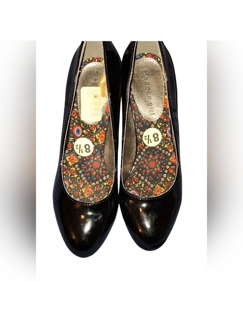Madden Girl Black Vinyl Heels Size 8.5